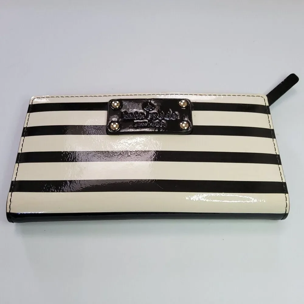 Kate Spade NY Striped Patent Bifold Snap Wallet